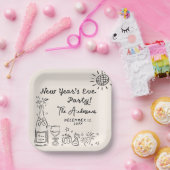Assiettes En Carton Whimsical Hand Drawn New Year's Eve Party (Fête)