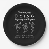 Assiettes En Carton Whimsical Hand Drawn Skeletons Halloween Party (Devant)