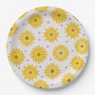 Assiettes En Carton Whimsical Jaune Daisy Fleur sauvage Dot Anniversai