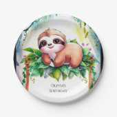 Assiettes En Carton Whimsical Kids Slothday (Devant)