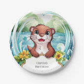 Assiettes En Carton Whimsical Lake Otter Anniversaire (Devant)