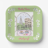Assiettes En Carton Whimsical Paris and Eiffel Tower Parley MAHJONG (Recto)