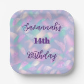 Assiettes En Carton Whimsical Pastel Iridescente Anniversaire Célébrat (Recto)