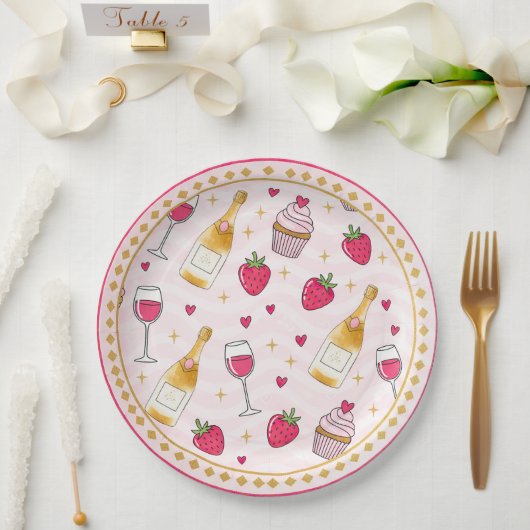Assiettes En Carton Whimsical Pink Strawberry (Mariage)