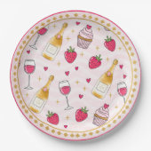 Assiettes En Carton Whimsical Pink Strawberry (Devant)