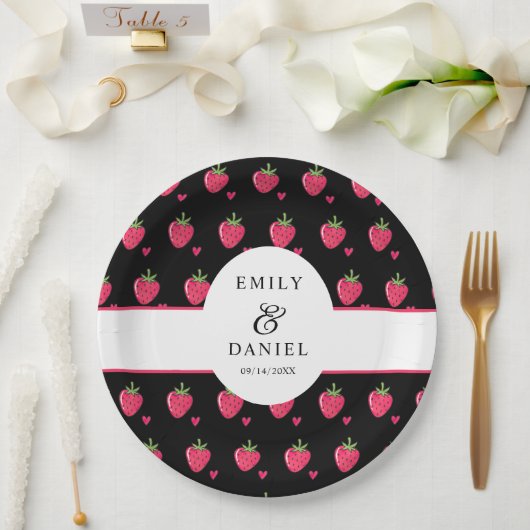 Assiettes En Carton Whimsical Pink Strawberry Wedding (Mariage)