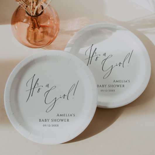 Assiettes En Carton Whimsical Simple Neutre C'est une fille ! Baby sho