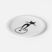 Assiettes En Carton Whimsical Skinny Chat noir (Angle)