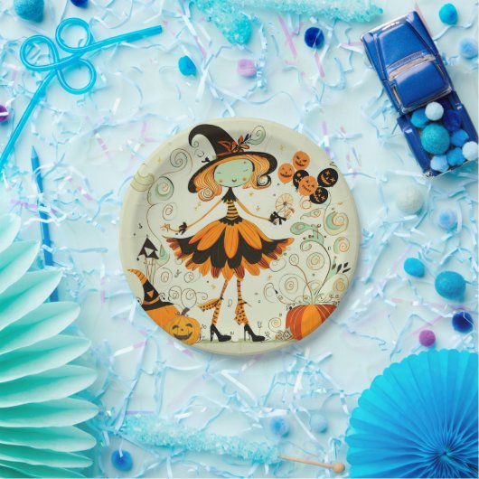 Assiettes En Carton whimsical/sorcière/citrouille/chute (Fête)
