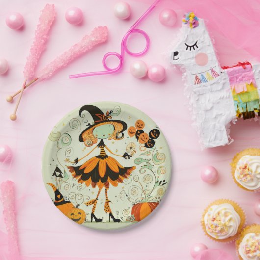 Assiettes En Carton whimsical/sorcière/citrouille/chute (Fête)