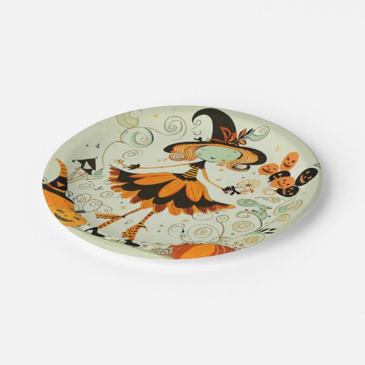 Assiettes En Carton whimsical/sorcière/citrouille/chute (Angle)