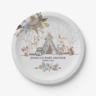 Assiettes En Carton Whimsical Tribal Woodland Animaux Baby Boy Douche