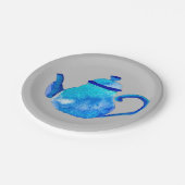 Assiettes En Carton Whimsical watercolor blue teapot (Angle)