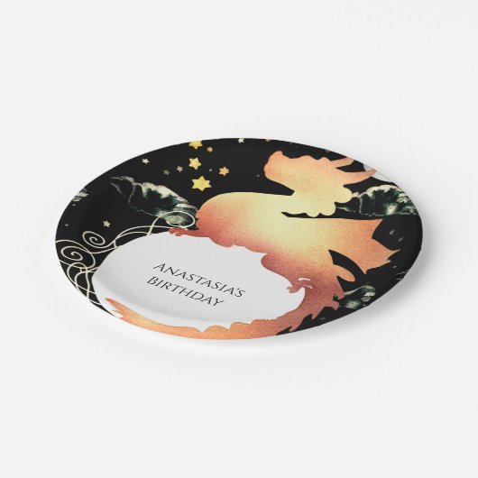 Assiettes En Carton Whimsical Watercolor Dragon Anniversaire (Angle)