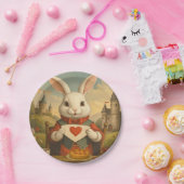 Assiettes En Carton Whimsical White Rabbit Hearts Enchanted Wonderland (Fête)
