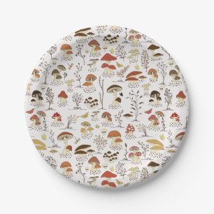 Assiettes En Carton Whimsical Woodland Champhrooms Motif