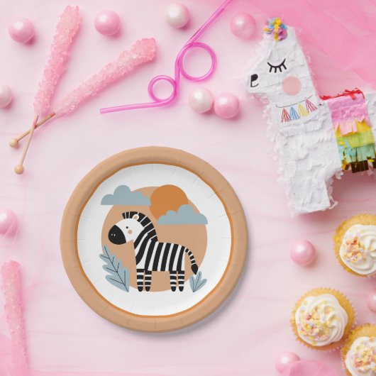 Assiettes En Carton Whimsical Zebra Scandinave Influencée (Fête)