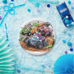 Assiettes En Carton Whimssical Cute Monster Truck Anniversaire