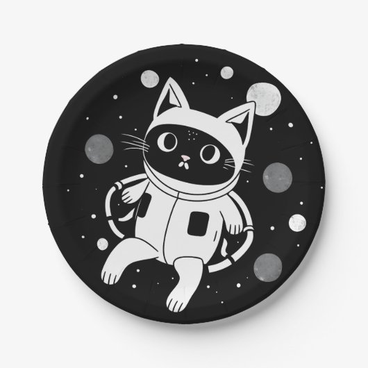 Assiettes En Carton Whiskers dans l'espace (Devant)