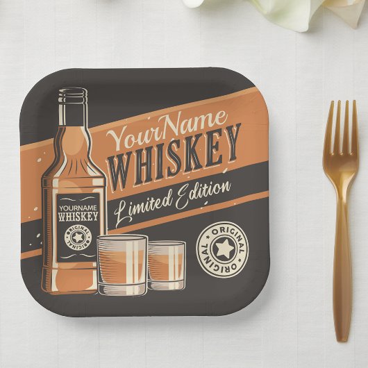 Assiettes En Carton Whiskey Liquor Bottle Western Bar