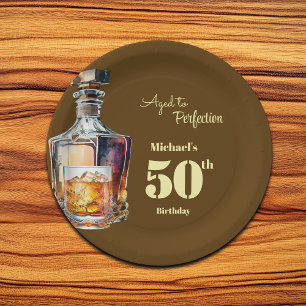 Assiettes En Carton Whisky d'anniversaire 50 ans pour hommes vieillis