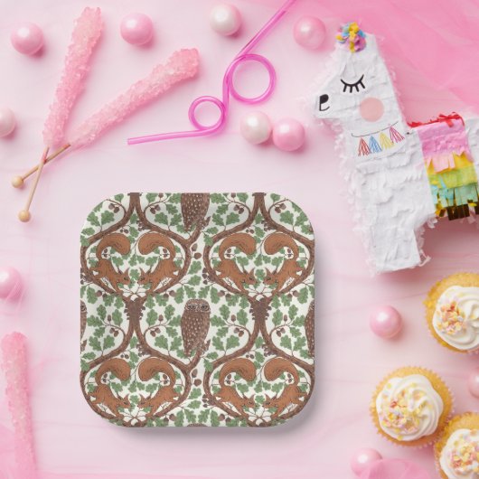 Assiettes En Carton Whispers/Chouettes et écureuils des bois dans le c (Fête)