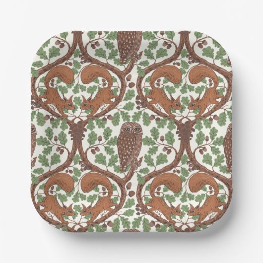 Assiettes En Carton Whispers/Chouettes et écureuils des bois dans le c (Recto)