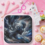 Assiettes En Carton Whispers of the Storm Abstract Face in the Cloud (Fête)