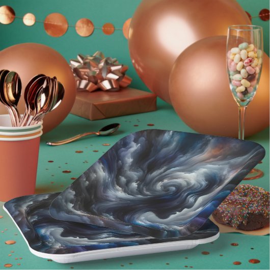 Assiettes En Carton Whispers of the Storm Abstract Face in the Cloud (Multi)