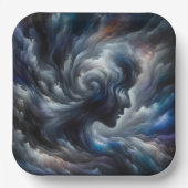 Assiettes En Carton Whispers of the Storm Abstract Face in the Cloud (Recto)