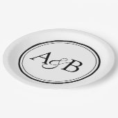 Assiettes En Carton White and Black Monogram and Ampersand Couple's (Angle)
