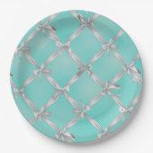 Assiettes En Carton White Bows Turquoise Robin's Egg Blue Bridal Party (Devant)