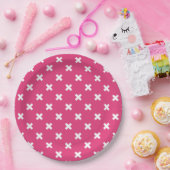 Assiettes En Carton White cross stitches on fuchsia (Fête)