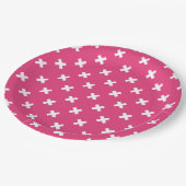 Assiettes En Carton White cross stitches on fuchsia (Angle)
