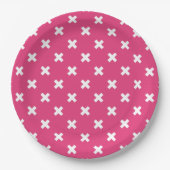 Assiettes En Carton White cross stitches on fuchsia (Devant)