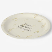 Assiettes En Carton White Gold Music Notes Birthday (Angle)