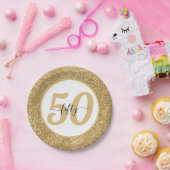 Assiettes En Carton White & Gold Parties scintillant 50 Cinquante ans  (Fête)