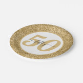 Assiettes En Carton White & Gold Parties scintillant 50 Cinquante ans  (Angle)