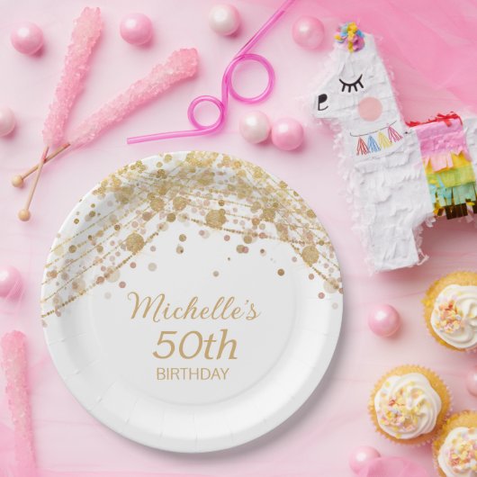 Assiettes En Carton White Gold Parties scintillant String lumières fêt (Fête)