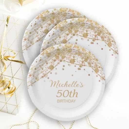 Assiettes En Carton White Gold Parties scintillant String lumières fêt
