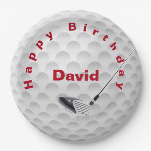 Assiettes En Carton White Golf Ball Motif et Club