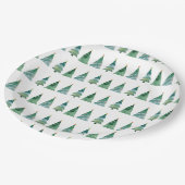 Assiettes En Carton White Green Festive Winter Tree Christmas (Angle)