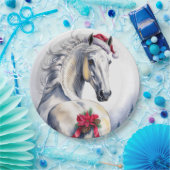 Assiettes En Carton White Horse Christmas Paper Plate (Fête)
