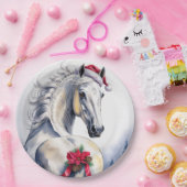 Assiettes En Carton White Horse Christmas Paper Plate (Fête)