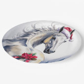 Assiettes En Carton White Horse Christmas Paper Plate (Angle)