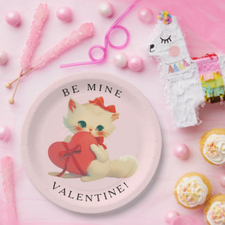 Assiettes En Carton White Kitty Vintage Be Mine Valentine