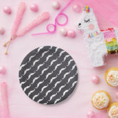 Assiettes En Carton White Mustache Pattern on Chalkboard Little Man (Fête)