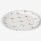 Assiettes En Carton White Paper Plate with Gold Bow Pattern (Angle)