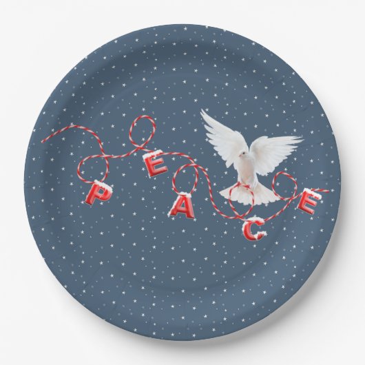 Assiettes En Carton White Peace Dove With Peace Text (Devant)