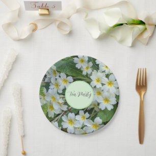 Assiettes En Carton White Primroses Floral Tea Party